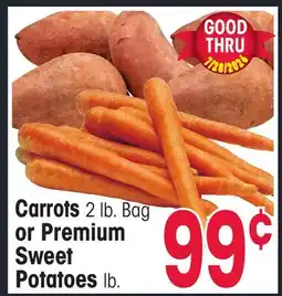 Jewel-Osco Carrots 2 lb. Bag or Premium Sweet Potatoes lb offer