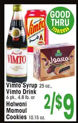 Jewel-Osco Vimto Syrup 25 oz., Vimto Drink 6 pk., 4.8 lb. or Halwani Mamoul Cookies 10.15 oz offer