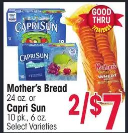 Jewel-Osco Mother's Bread 24 oz. or Capri Sun 10 pk., 6 oz offer