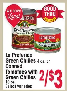 Jewel-Osco La Preferida Green Chilies 4 oz. or Canned Tomatoes with Green Chilies 10 oz offer