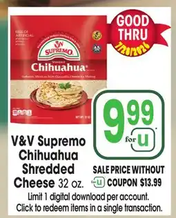 Jewel-Osco V&V Supremo Chihuahua Shredded Cheese offer