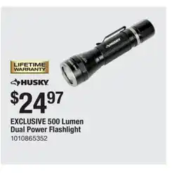 The Home Depot HUSKY 500 Lumen Dual Power Flashlight offer