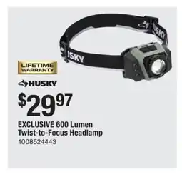 The Home Depot HUSKY 600 Lumen Twist-to-Focus Headlamp offer