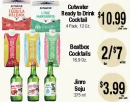 Big Saver Foods Cutwater Ready to Drink Cocktail, Beatbox Cocktails, Jinro Soju offer