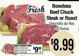 Big Saver Foods Boneless Beef Chuck Steak or Roast offer