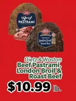 Living Fresh Market Dietz & Waston Beef Pastrami, London Broil & Roast Beef offer