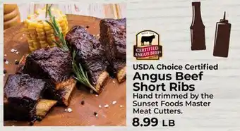 Sunset Foods USDA Choice Certified Angus Beef Short Ribs offer