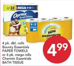 Pete's Fresh Market Bounty Essentials PAPER TOWELS or Charmin Essentials BATH TISSUE offer