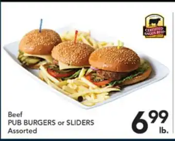 Pete's Fresh Market Beef PUB BURGERS or SLIDERS offer