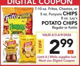 Pete's Fresh Market 7-10 oz. Fritos, Cheetos, or 5 oz. Funyuns CHIPS 8 oz. Lay's POTATO CHIPS offer