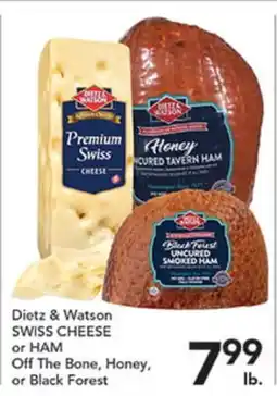Pete's Fresh Market Dietz & Watson SWISS CHEESE or HAM Off The Bone, Honey, or Black Forest offer