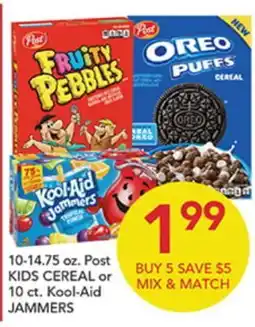 Pete's Fresh Market 10-14.75 oz. Post KIDS CEREAL or 10 ct. Kool-Aid JAMMERS offer