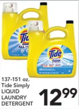 Pete's Fresh Market 137-151 oz. Tide Simply LIQUID LAUNDRY DETERGENT offer