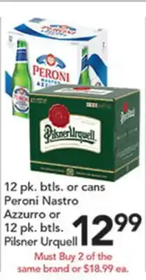 Pete's Fresh Market Peroni Nastro Azzurro or Pilser Urquell offer