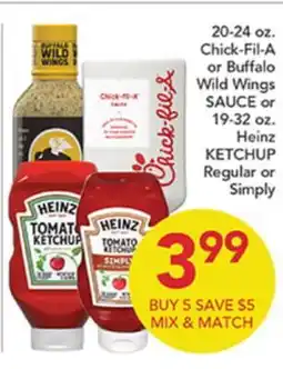 Pete's Fresh Market Chick-Fil-A or Buffalo Wild Wings SAUCE or Heinz KETCHUP offer