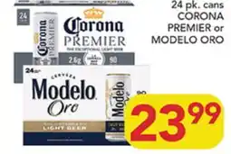 Pete's Fresh Market 24pk. cans CORONA PREMIER or MODELO ORO offer