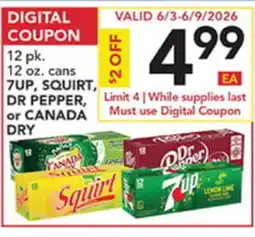 Pete's Fresh Market 12 pk. 12 oz. cans 7UP, SQUIRT, DR PEPPER, or CANADA DRY offer