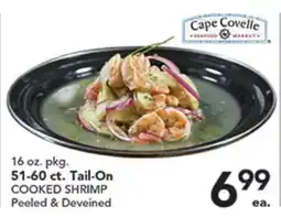 Pete's Fresh Market 51-60 ct. Tail-On COOKED SHRIMP offer