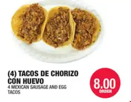 Carnicerias Jimenez (4) TACOS DE CHORIZO CON HUEVO offer
