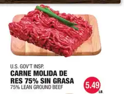 Carnicerias Jimenez U.S. GOV'T INSP. CARNE MOLIDA DE RES 75% SIN GRASA offer