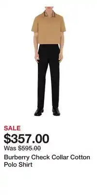 Nordstrom Burberry Check Collar Cotton Polo Shirt offer