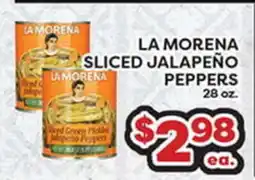 Torres Supermercado LA MORENA SLICED JALAPEÑO PEPPERS offer