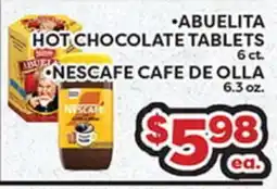 Torres Supermercado • ABUELITA HOT CHOCOLATE TABLETS • NESCAFE CAFE DE OLLA offer