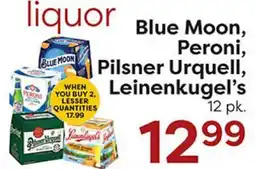 Rich's Fresh Market Blue Moon, Peroni, Pilsner Urquell, Leinenkugel's offer