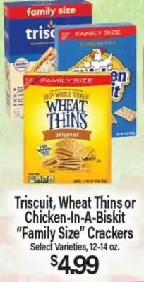 Angelo Caputo's Fresh Market Triscuit, Wheat Thins or Chicken-In-A-Biskit Family Size Crackers offer