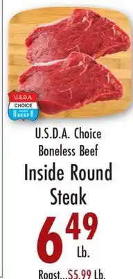 Garden Fresh Market U.S.D.A. Choice Boneless Beef Inside Round Steak offer