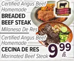 Cermak Fresh Market Certified Angus Beef Homemade BREADED BEEF STEAK, Milanesa De Res offer
