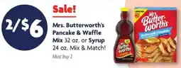 Family Dollar Mrs. Butterworth's Pancake and Waffle Mix offer