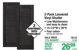 Menards Louvered vinyl shutter offer