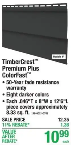 Menards TimberCrest Premium Plus ColorFast offer