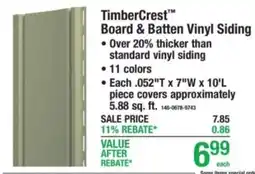 Menards TimberCrest Board & Batten Vinyl Siding offer