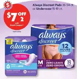 Family Dollar Always Discreet Pads or Underwear offer