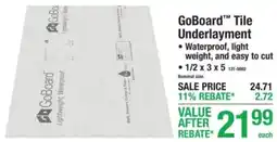 Menards GoBoard Tile Underlayment offer