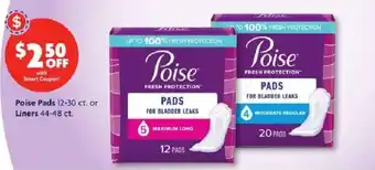 Family Dollar Poise Pads or Liners offer