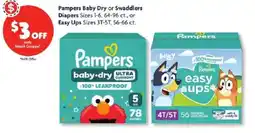 Family Dollar Pampers Baby Dry or Swaddlers Diapers offer