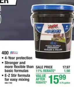 Menards 400 polymer modified driveway sealer & filler offer