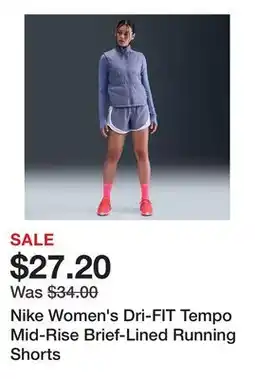 Dick's Sporting Goods Nike Women's Dri-FIT Tempo Mid-Rise Brief-Lined Running Shorts offer