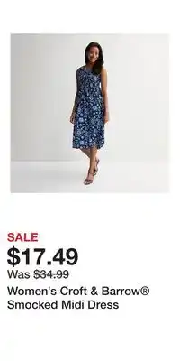 Kohl's Women's Croft & Barrow Smocked Midi Dress offer