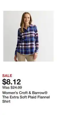 Kohl's Women's Croft & Barrow The Extra Soft Plaid Flannel Shirt offer