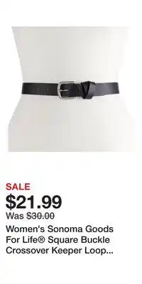 Kohl's Women's Sonoma Goods For Life Square Buckle Crossover Keeper Loop Belt offer