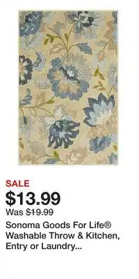 Kohl's Sonoma Goods For Life Washable Throw & Kitchen, Entry or Laundry Room Rug offer