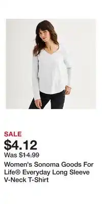 Kohl's Women's Sonoma Goods For Life Everyday Long Sleeve V-Neck T-Shirt offer