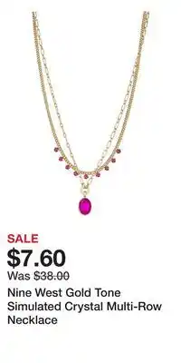 Kohl's Nine West Gold Tone Simulated Crystal Multi-Row Necklace offer