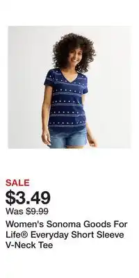 Kohl's Women's Sonoma Goods For Life Everyday Short Sleeve V-Neck Tee offer