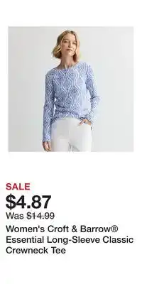 Kohl's Women's Croft & Barrow Essential Long-Sleeve Classic Crewneck Tee offer