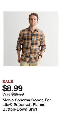 Kohl's Men's Sonoma Goods For Life Supersoft Flannel Button-Down Shirt offer